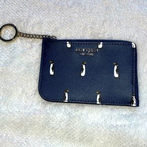 Kate Spade Card Holder Blue with penguins - NWOT